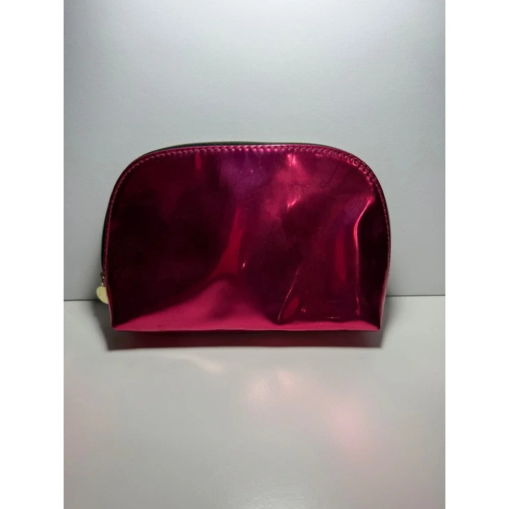 YSL Yves Saint Laurent Beaute Metallic Fuchsia‎ Pink Cosmetic Makeup Bag Pouch